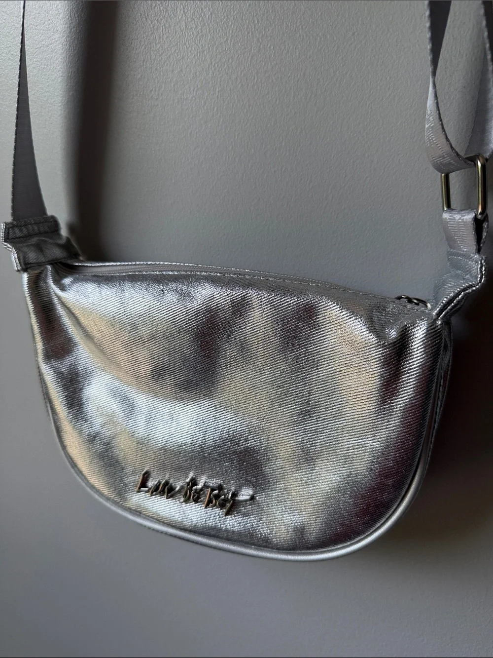 Luv Betsy metallic Silver Crossbody Bag with Adjustable Strap